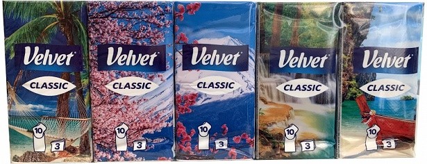 Pap. kapesníčky 3vr. Classic Velvet - Papírová hygiena Kapesníčky
